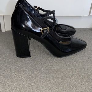 Square toe Mary Jane heels